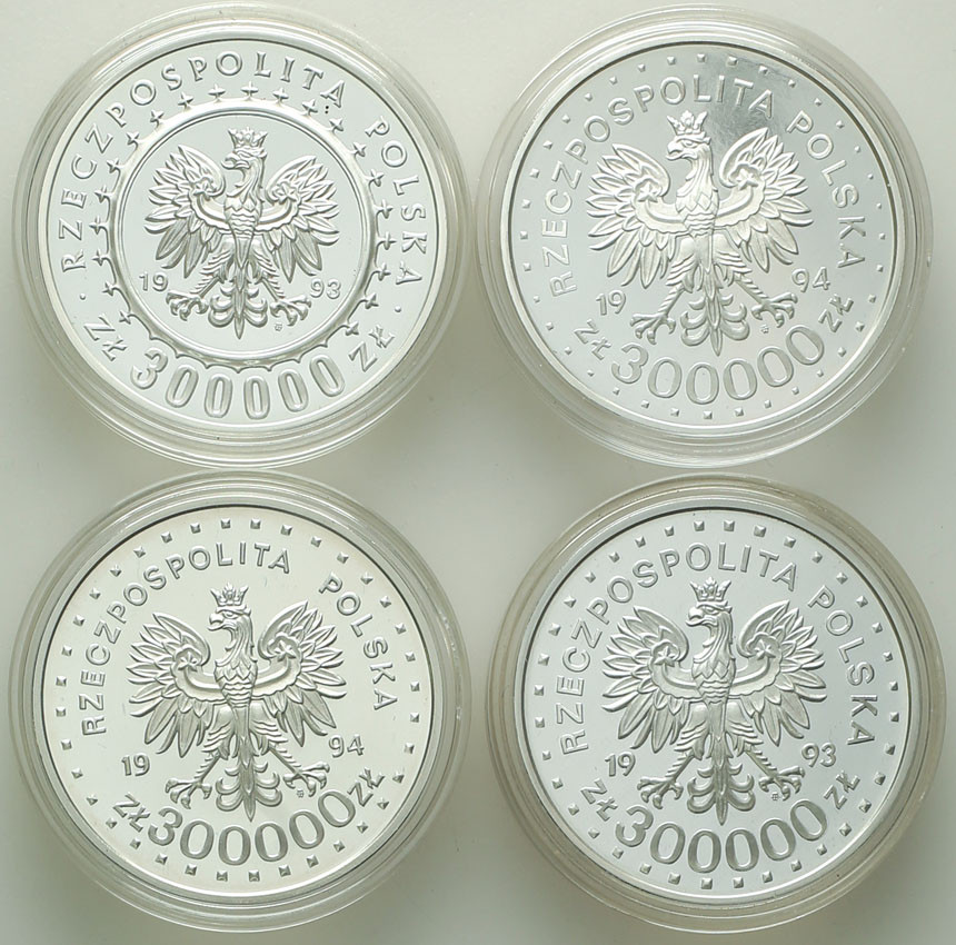 III RP. 300.000 złotych 1993-1994, zestaw 4 monet